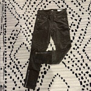 rag & bone olive green velvet Skinny Jeans with zipper ankle